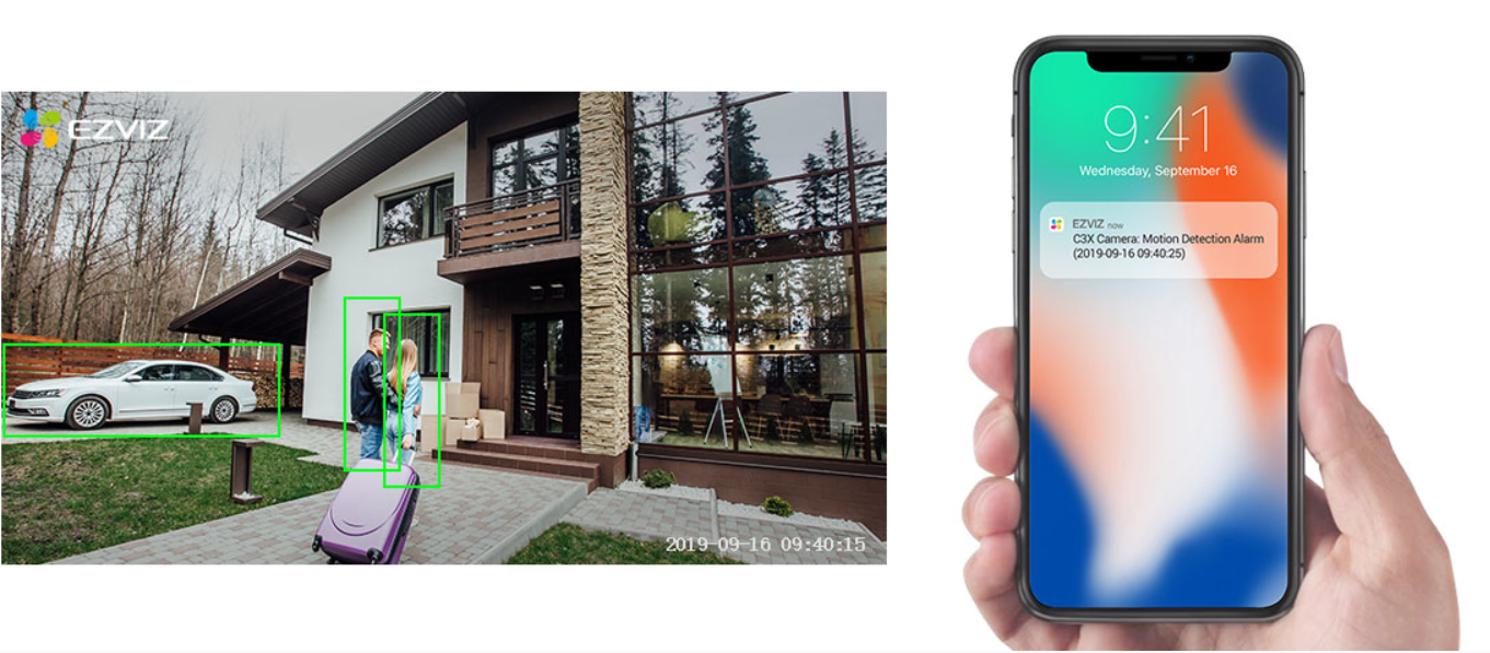 Camera Wifi EZVIZ ghi hình con người và xe cộ